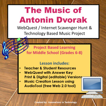 Preview of Music of Antonin Dvorak - WebQuest & Music Composition | Distance Learning