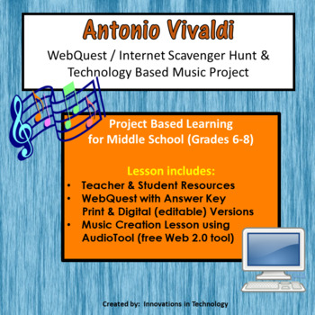 Preview of Music of Antonio Vivaldi - WebQuest and Music Composition | Distance Learning