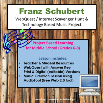 Preview of Music of Franz Schubert - WebQuest and Music Composition | Distance Learning