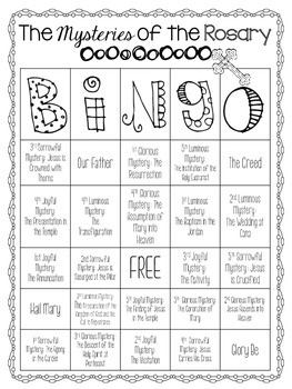 canada worksheets 3 grade science Bingo Gratitude Mysteries the Rosary: Grace by The and of