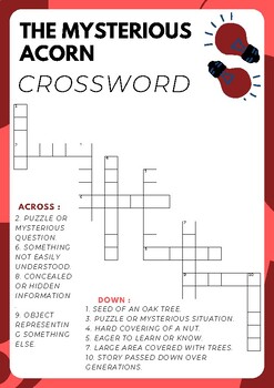The Mysterious Acorn No Prep Crossword Puzzle Worksheet Activity