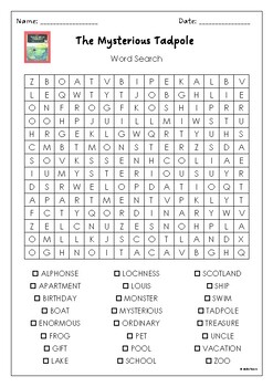 The Mysterious Tadpole By Steven Kellogg Word Search Puzzle Activity