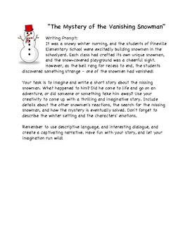 Preview of The Mystery of the Vanishing Snowman - Short Story Writing Prompt