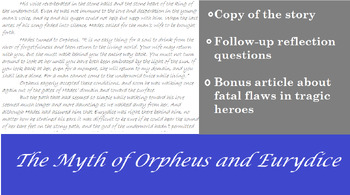 Preview of The Myth of Orpheus and Eurydice| Story, Questions, and Fatal Flaws