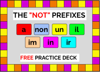 Preview of The "NOT" Prefixes, FREE BOOM CARDS