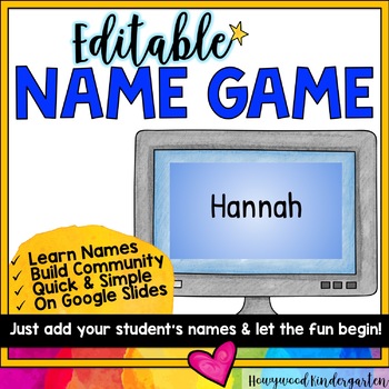 Preview of The Name Game for use on Google Slides | Back to School FUN!