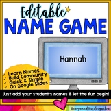 The Name Game for use on Google Slides | Back to School FUN!
