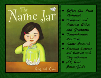 Preview of The Name Jar - Book Companion - Printable and Digital - 2nd or 3rd Grade