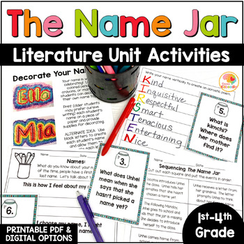 Preview of The Name Jar Activities: Back to School Read Alouds Literature Unit