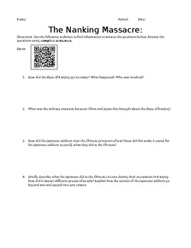 Preview of Rape of Nanking (Webquest)