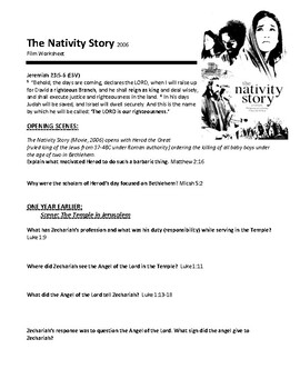 Preview of The Nativity  Story  (2006)  Movie Response Sheet