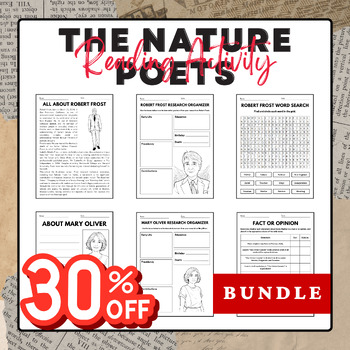 Preview of The Nature Poets - Reading Activity Pack Bundle | National Poetry Month Activies