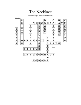 The Necklace Vocabulary Crossword Puzzle B by Davis Oasis TpT