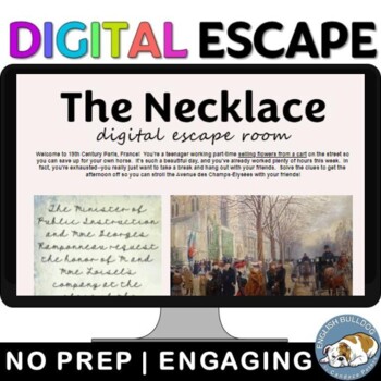 Preview of The Necklace by Guy de Maupassant Digital Escape Room Review Game Activity