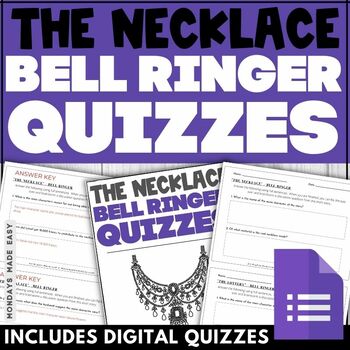 Preview of The Necklace by Guy de Maupassant - Reading Comprehension Quizzes - Bell Ringers