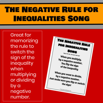 Preview of The Negative Rule for Inequalities Song