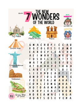 Preview of The New 7 Wonders of The World - Word Search Puzzles