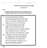 The New Colossus by Emma Lazarus Worksheet