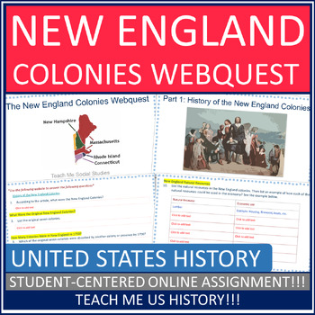 Preview of The New England Colonies United States History Webquest Google or Printable