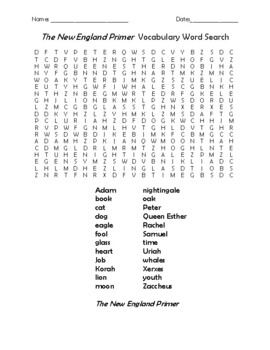 Preview of The New England Primer Vocabulary Word Search