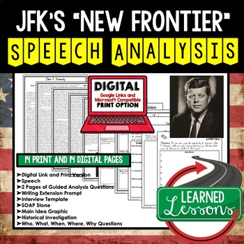 Preview of The New Frontier by John F. Kennedy Speech Analysis and Writing Activity, Google