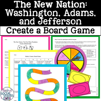 Preview of The New Nation Washington, Adams, Jefferson Board Game Project