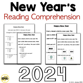 Preview of New Year, 2024, Reading Comprehension, Special Education