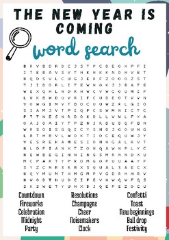 Preview of The New Year Is Coming No Prep Word search puzzle worksheet activity