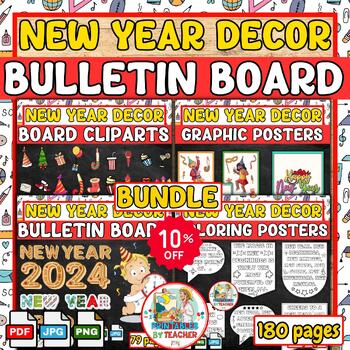 Preview of The New year bulletin board - Décor Bundle | New year posters - cliparts - decor