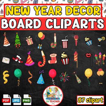 Preview of The New year bulletin board - Décor | clipart's and Classroom Decoration