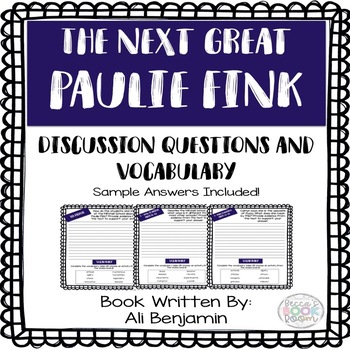 Preview of The Next Great Paulie Fink - Comprehension Questions - Vocabulary