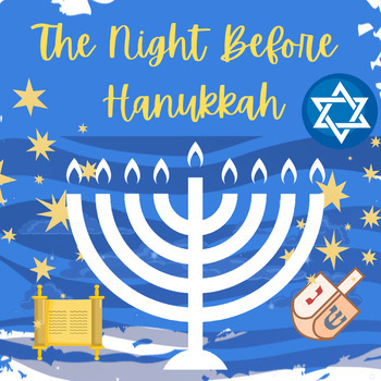 Preview of The Night Before Hanukkah by Natasha Wing Lesson & Math Boom Cards™ Activity