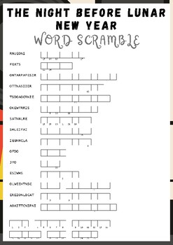 Preview of The Night Before Lunar New Year No Prep Word scramble puzzle worksheet activity