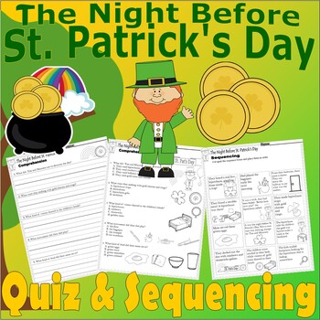 Preview of The Night Before St. Patrick's Day Reading Quiz Tests & Story Sequencing