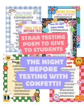 Preview of The Night before Testing Poem with Confetti directions!