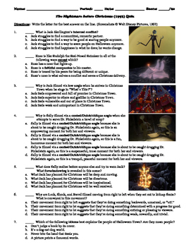 Preview of The Nightmare before Christmas Film (1993) 20-Question Multiple Choice Quiz