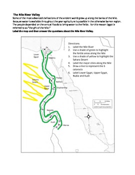 The Nile River Valley Map Activity by Jennifer Miller ...