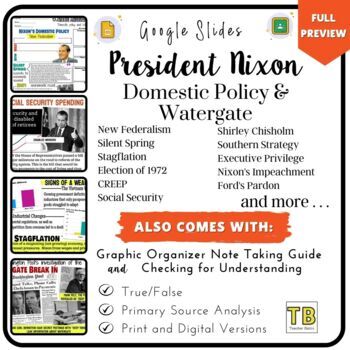 Preview of The Nixon Administration Domestic Policy Slides,Graphic Organizer, Worksheet