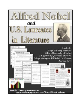 The Nobel Prize Nobel s Life and U S Literature Winners Worksheets