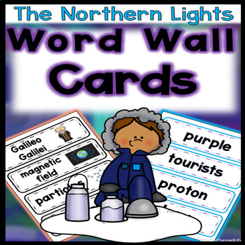 Preview of The Northern Lights Word Wall Cards with Editable Cards