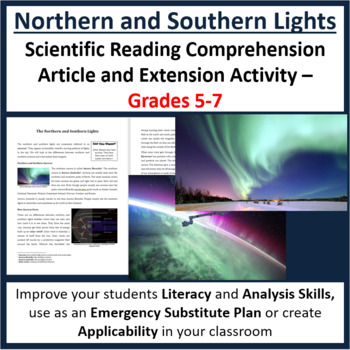 Preview of The Northern and Southern Lights - Digital Science Reading Article - Grades 5-7