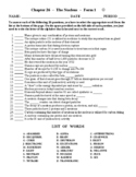 The Nucleus: Physics Matching Worksheet - Form 1