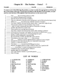 The Nucleus: Physics Matching Worksheet - Form 2