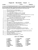 The Nucleus: Physics Matching Worksheet - Form 4