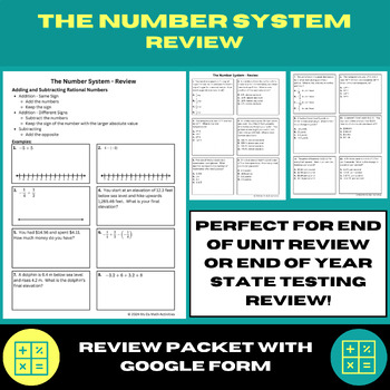 Preview of The Number System - End of Year or Unit Review - With Self Checking Google Form!