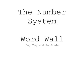Preview of The Number System - Word Wall