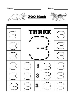 the number three tracing worksheet by northeast education tpt