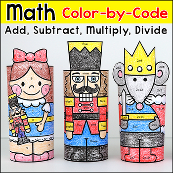 Preview of The Nutcracker Christmas Color by Number Craft Activity - December Math