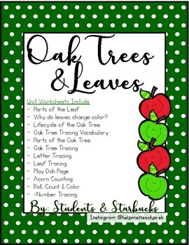 Preview of The Oak Tree & Leaves: Science, Literacy, Writing & Math
