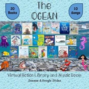 Preview of The Ocean Virtual Fiction Library & Music Room - SEESAW/Google Slides
